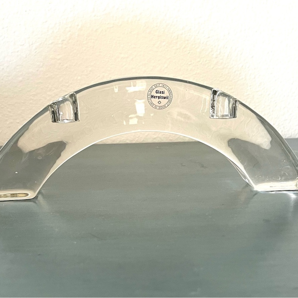 Glasi Hergiswil Clear Glass Arch Candleholder For 2 Candles - Picture 2 of 5